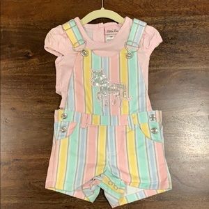 Baby girl overalls w/shirt brand little lass- 12m